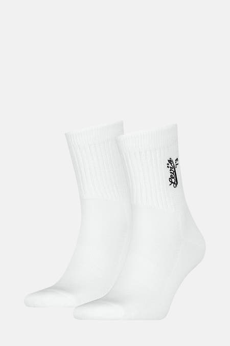 Witte sokken van Levi's® Accessories, met een geborduurd logo op de zijkant.