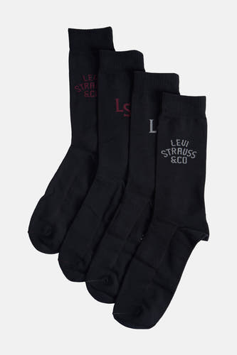 Zwarte sokken van Levi's® Accessories, met diverse logo-ontwerpen op de schachten.