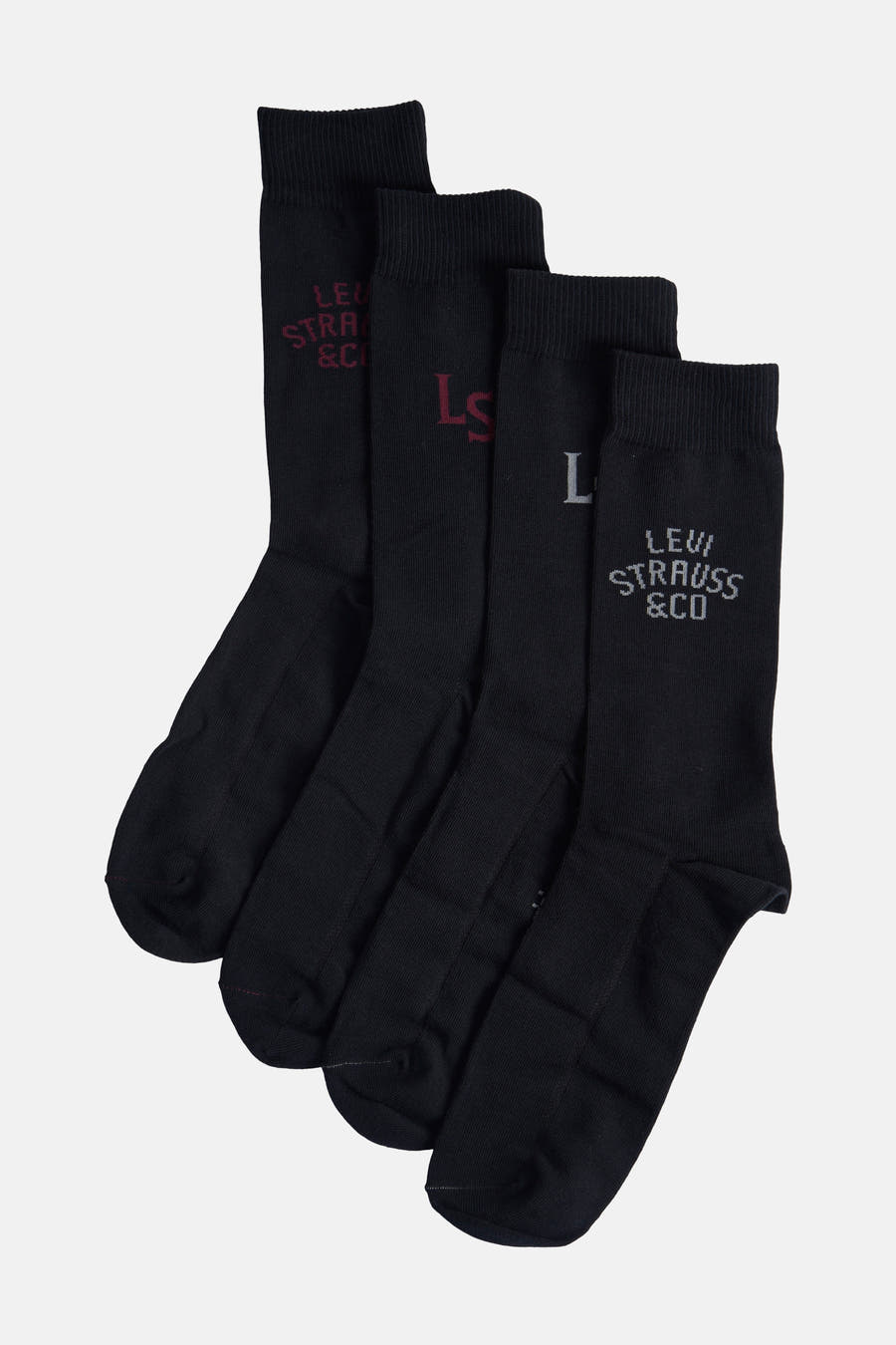 Chaussettes noires de Levi's® Accessories, avec diverses conceptions de logo sur les chaussettes.