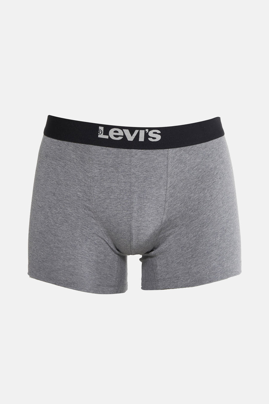 Boxer short gris de Levi's avec une ceinture noire et un logo blanc marque.