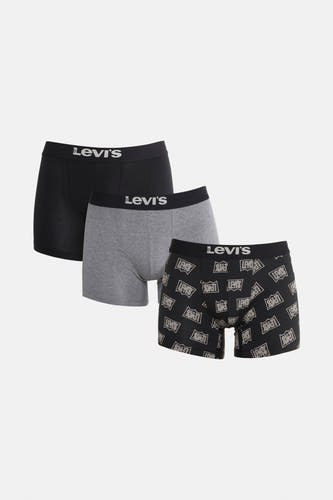 Boxershorts de plusieurs couleurs de Levi's® avec un short gris, un short noir et un short noir avec motif logo.