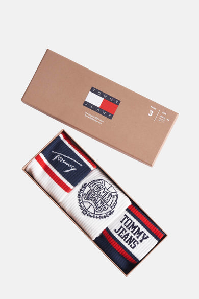 Multicolour sokken van TOMMY JEANS in een geschenkdoos met logo en grafische prints.
