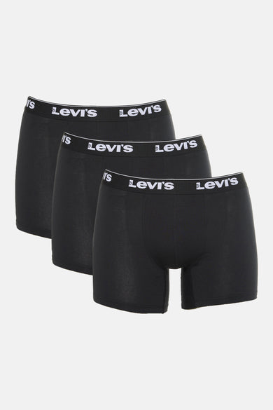 Zwarte boxershorts van Levi's® Accessories, in een set van drie, met een elastische tailleband met logo.
