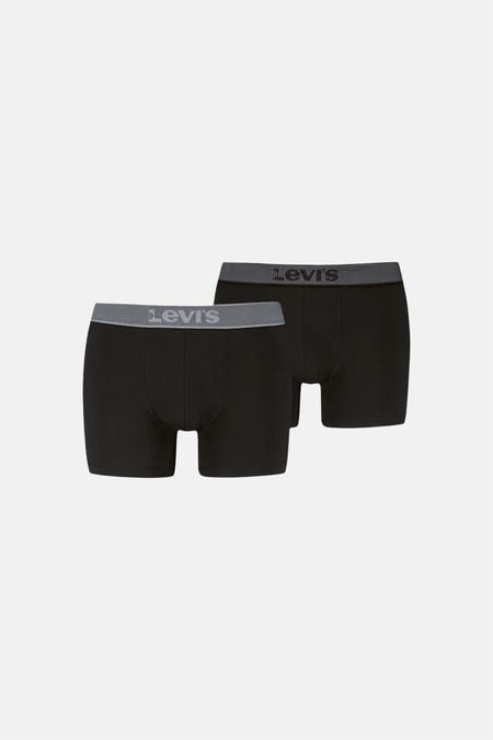 Zwarte boxershorts van Levi's®, met een grijze elastische tailleband met het merklogo.