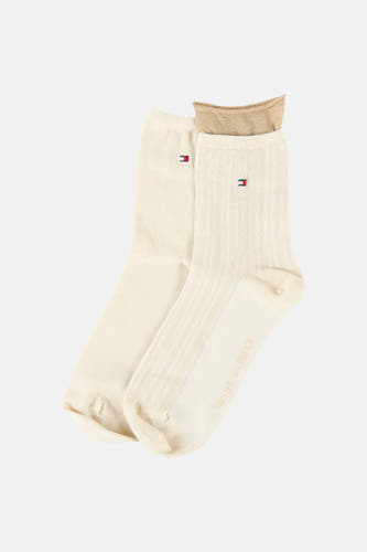 Beige sokken van TOMMY JEANS, met gestreept patroon en gouden details.