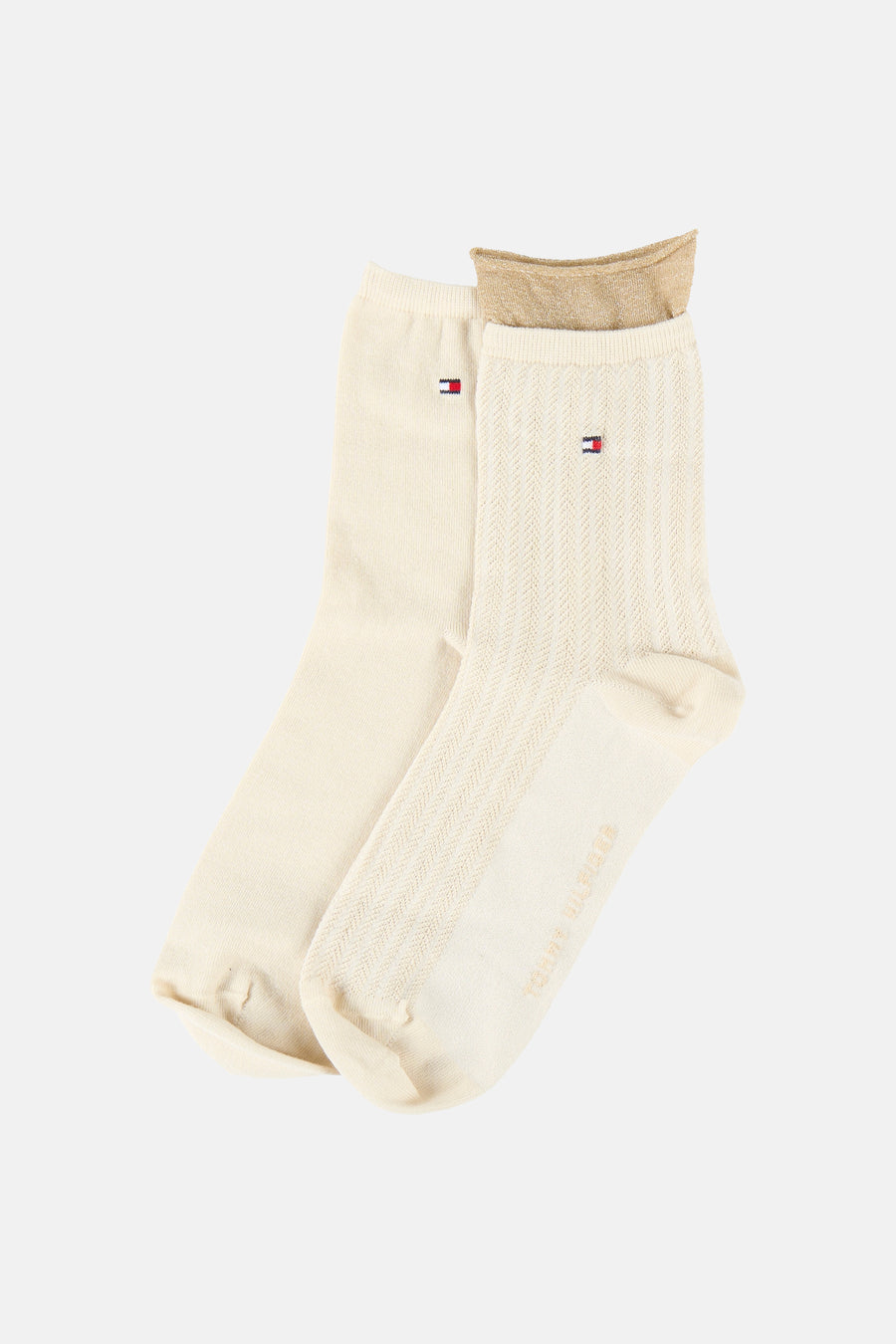 Beige sokken van TOMMY JEANS, met gestreept patroon en gouden details.