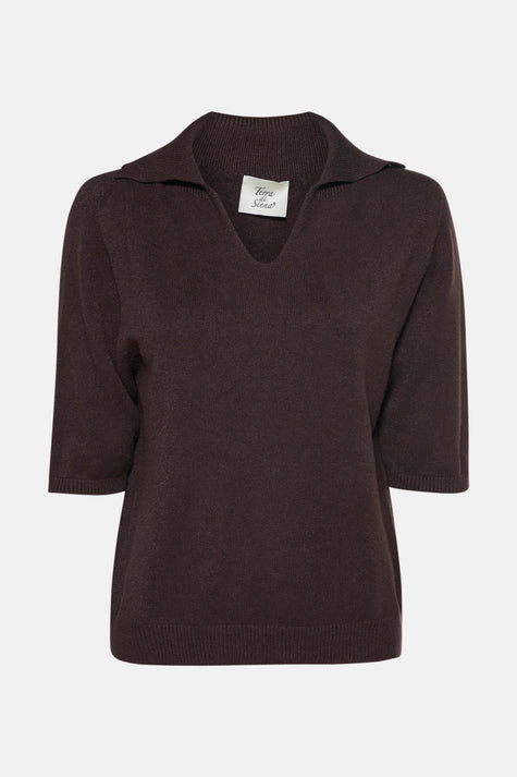 Polo met lange mouwen - bruin