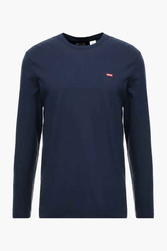 Donkerblauwe lange mouwen T-shirt van Levi's® met klein rood logo op borst, ronde hals, front view