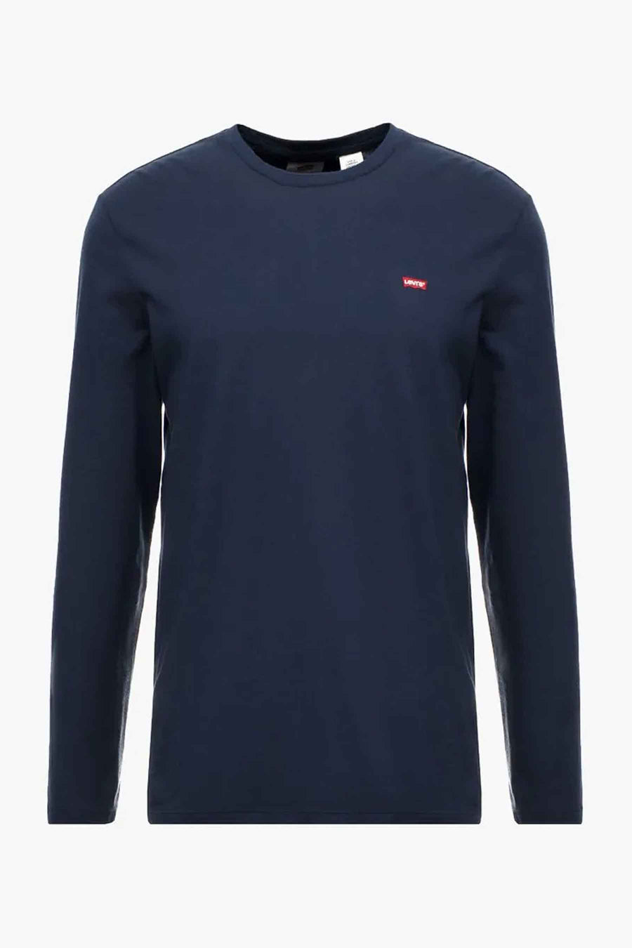 Donkerblauwe lange mouwen T-shirt van Levi's® met klein rood logo op borst, ronde hals, front view