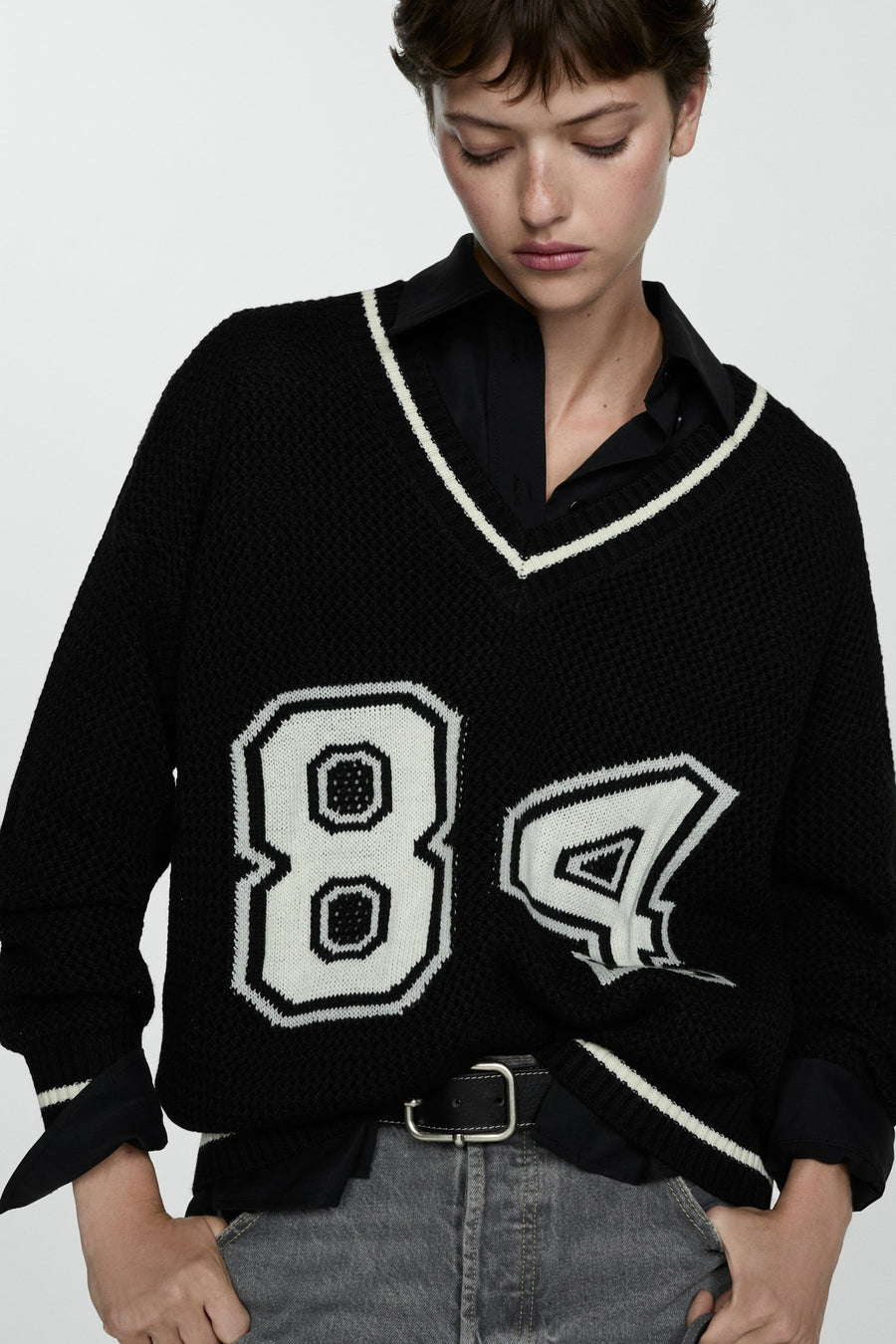 Pull met V-hals - multicolor