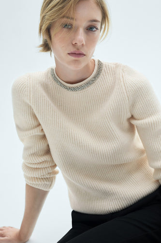 Pull met ronde hals - wit