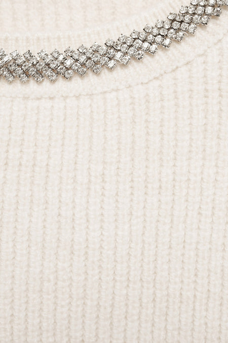 Pull met ronde hals - wit