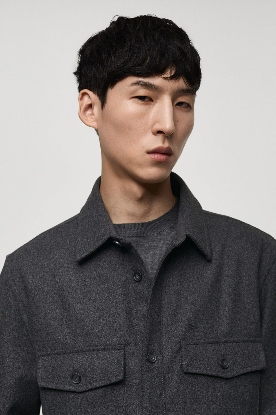 Hemd met lange mouwen - grijs - MANGO