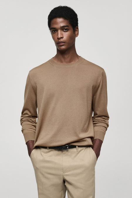 Pull met ronde hals - bruin