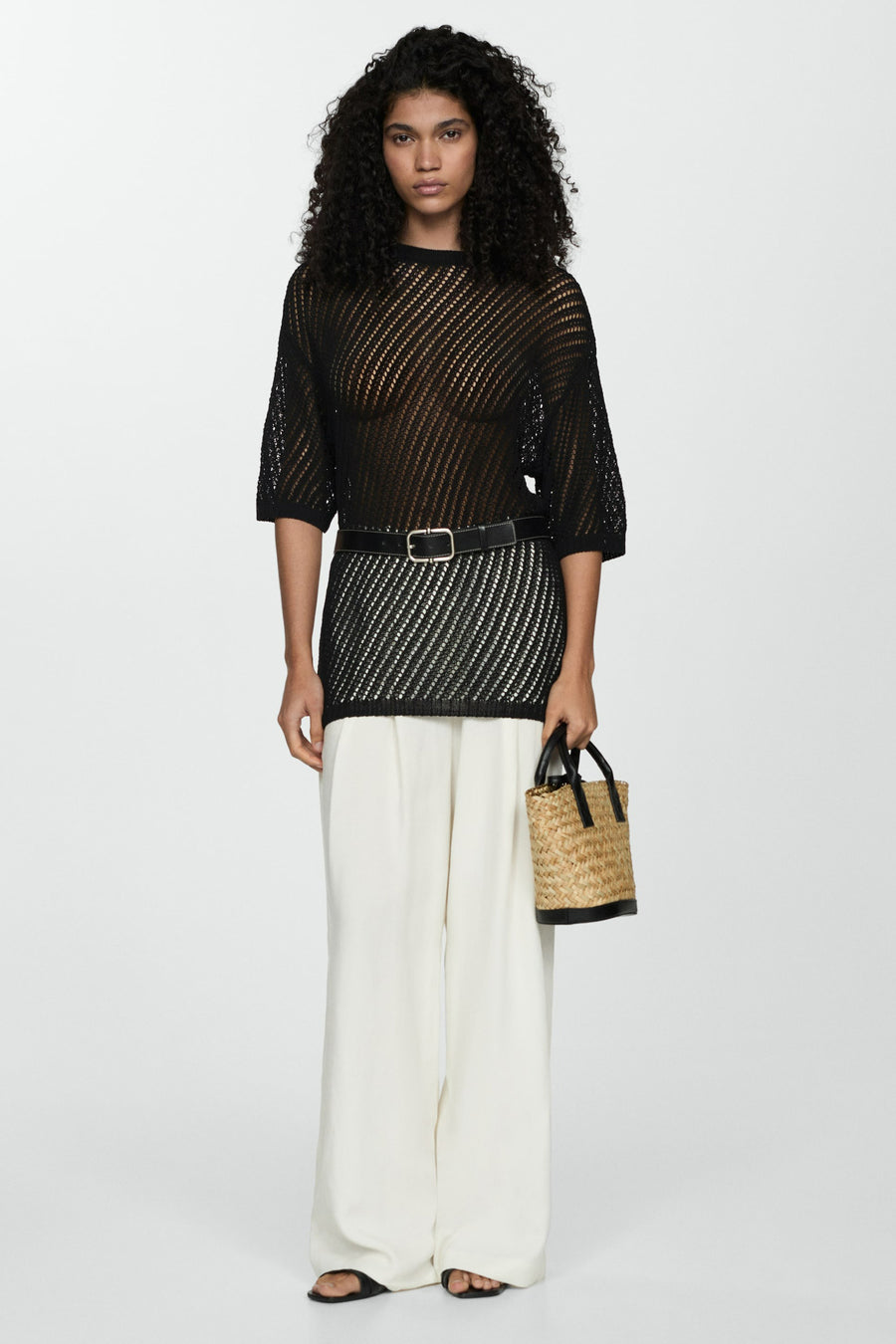 Pull met ronde hals - zwart - MANGO