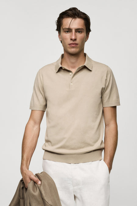 Polo met korte mouwen - beige