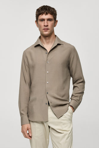 Hemd met lange mouwen - bruin - MANGO