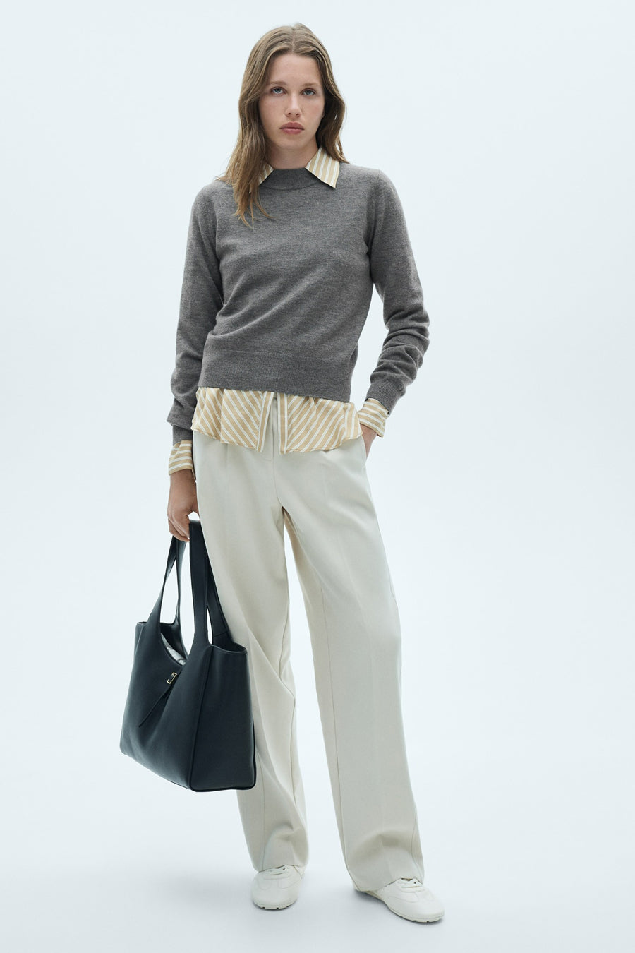 Pull met ronde hals - Grijs - MANGO