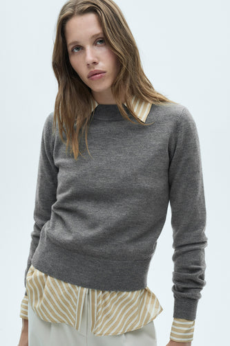 Pull met ronde hals - Grijs - MANGO