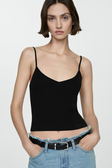 Top (bandes fines) noir - MANGO