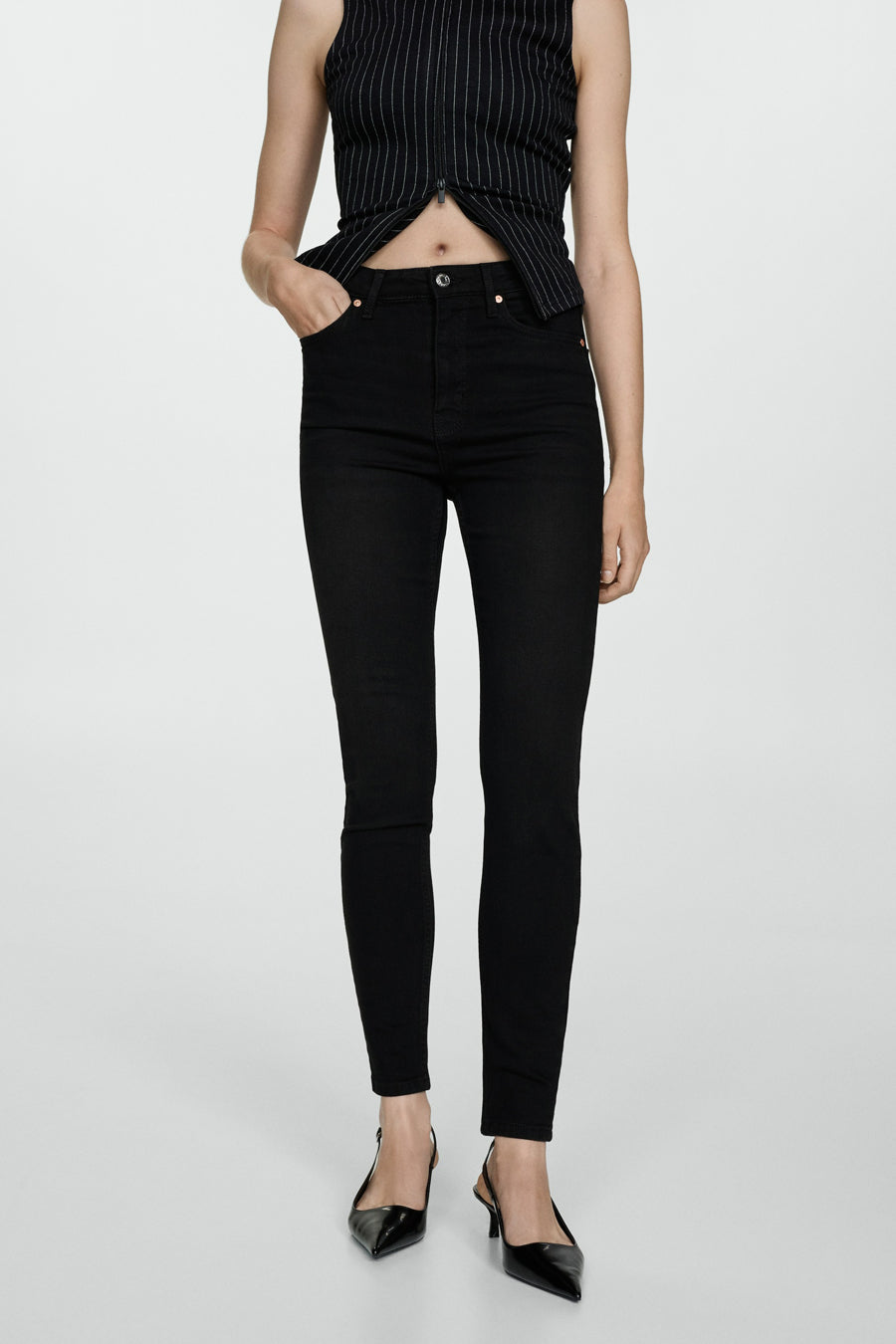 ABBY - black denim - MANGO - 1