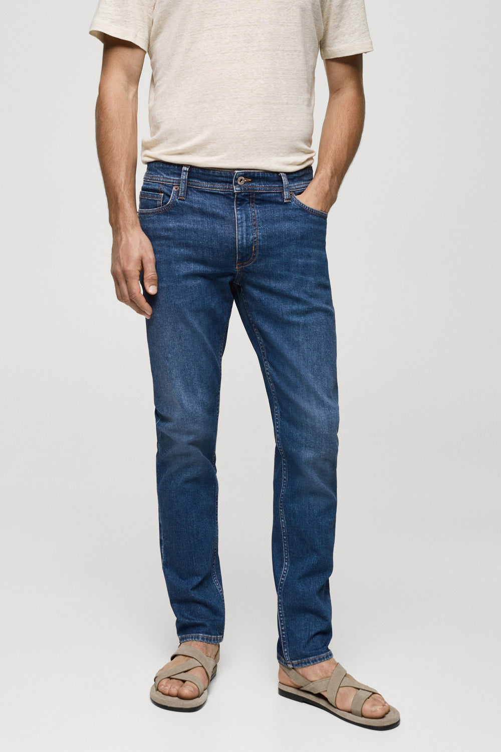 Jeans slim Dark blue denim - Mango