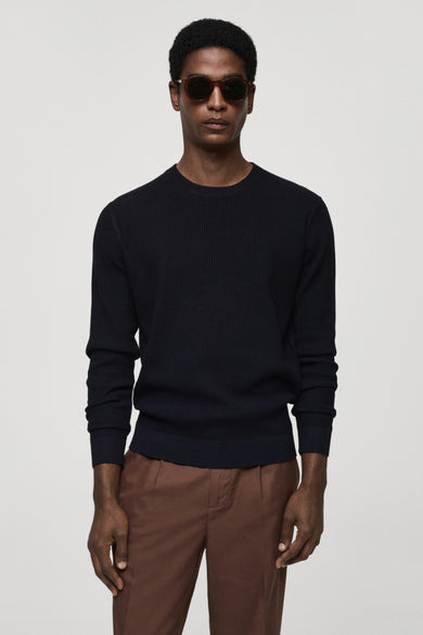 Pull met ronde hals - blauw