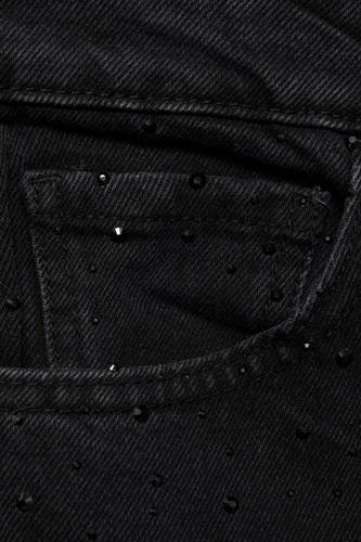 Jean droit gris anthracite de MANGO, orné de petits grains noirs et d'une texture de denim.