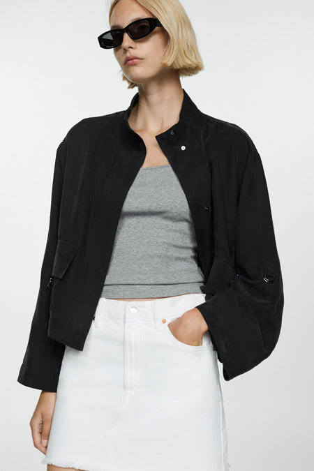 Korte jas zwart - MANGO