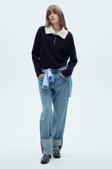 Pull met rolkraag - blauw