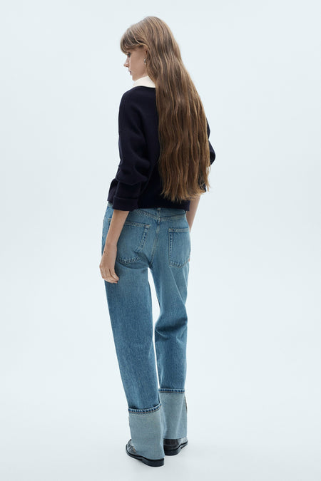 Pull met rolkraag - blauw