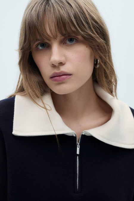 Pull met rolkraag - blauw