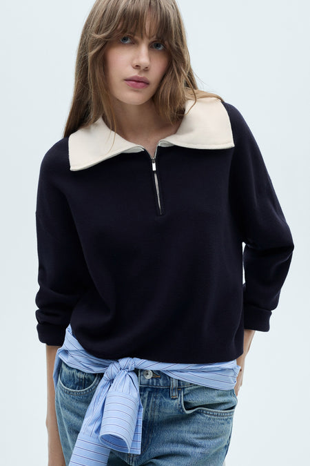 Pull met rolkraag - blauw