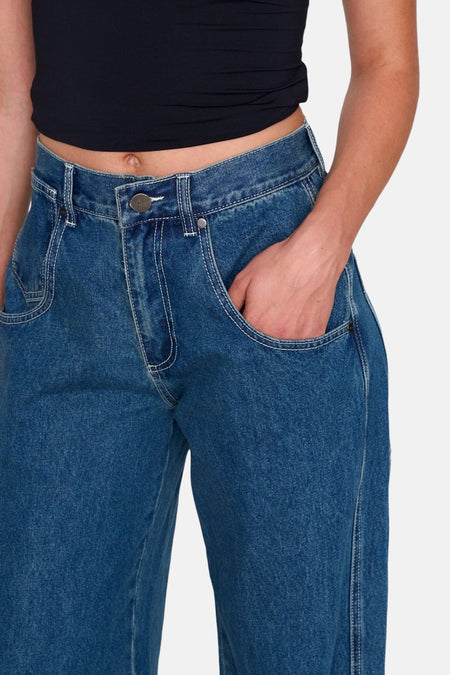 DENIM PANTS - mid blue denim