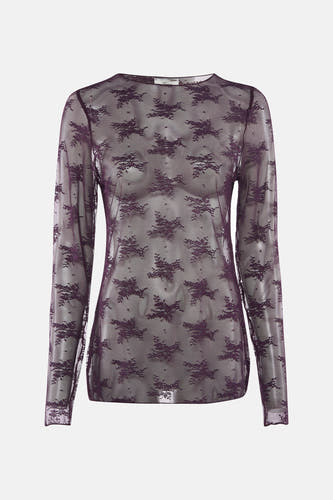 Blouse marron à longues manches de Terra di Siena, avec un motif floral raffiné.