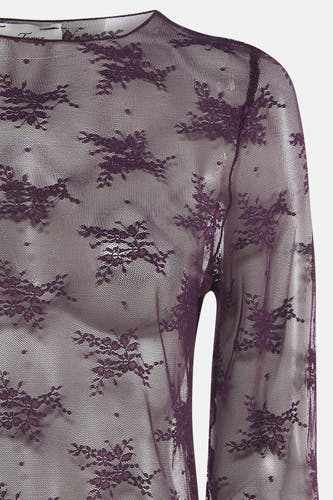 Blouse marron avec des manches longues de Terra di Siena, dotée d'un subtil motif floral.