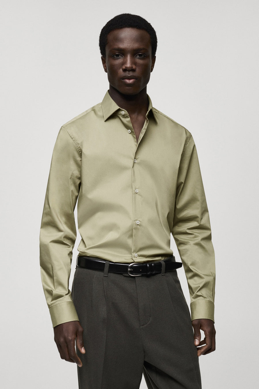 Chemise à manches longues - Kaki - MANGO