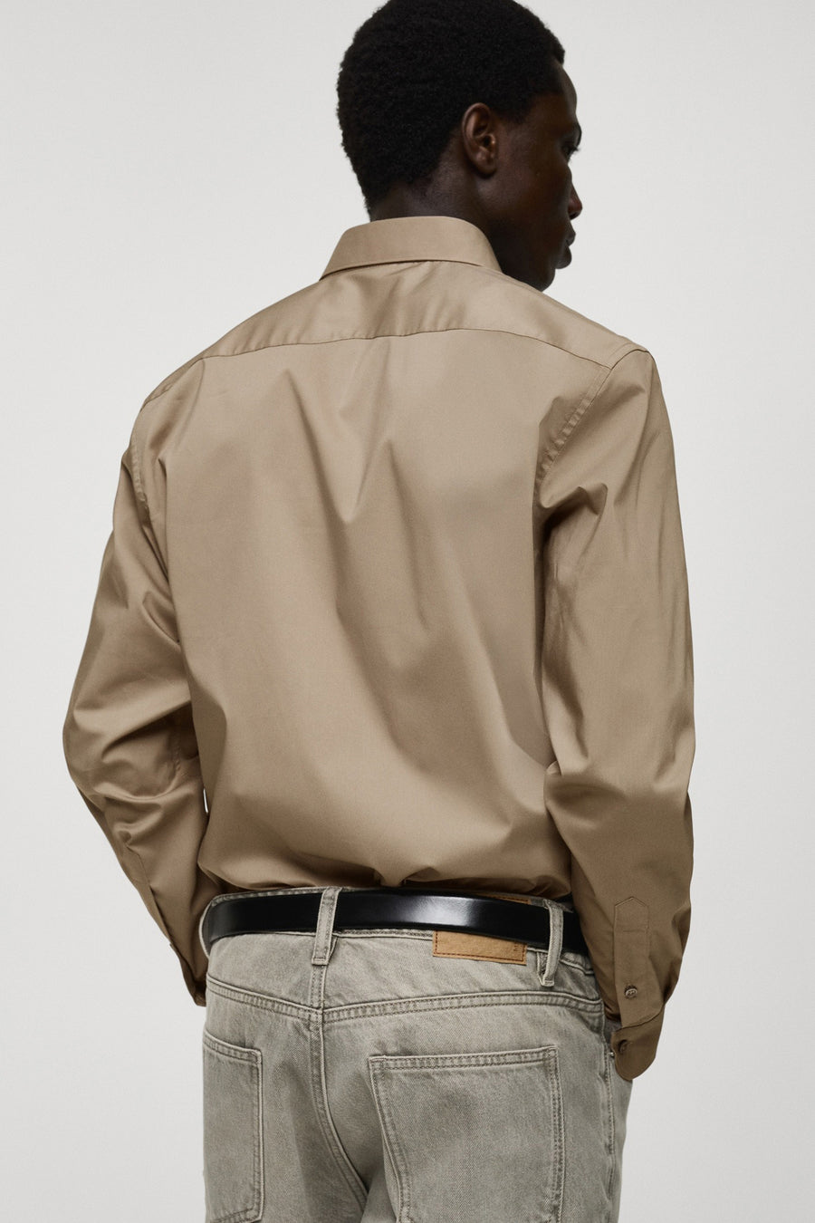 Chemise à manches longues - Beige - MANGO