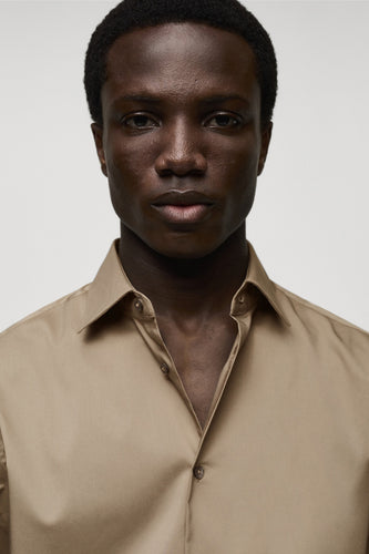 Chemise à manches longues - Beige - MANGO