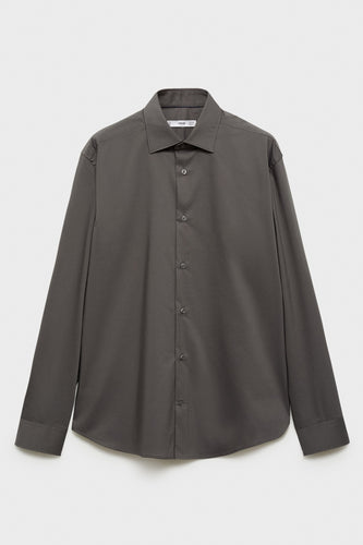 Chemise à manches longues - Beige - MANGO