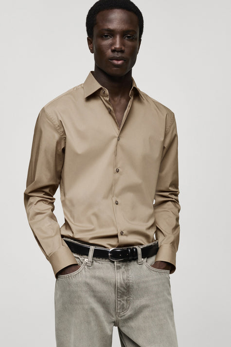 Chemise à manches longues - Beige