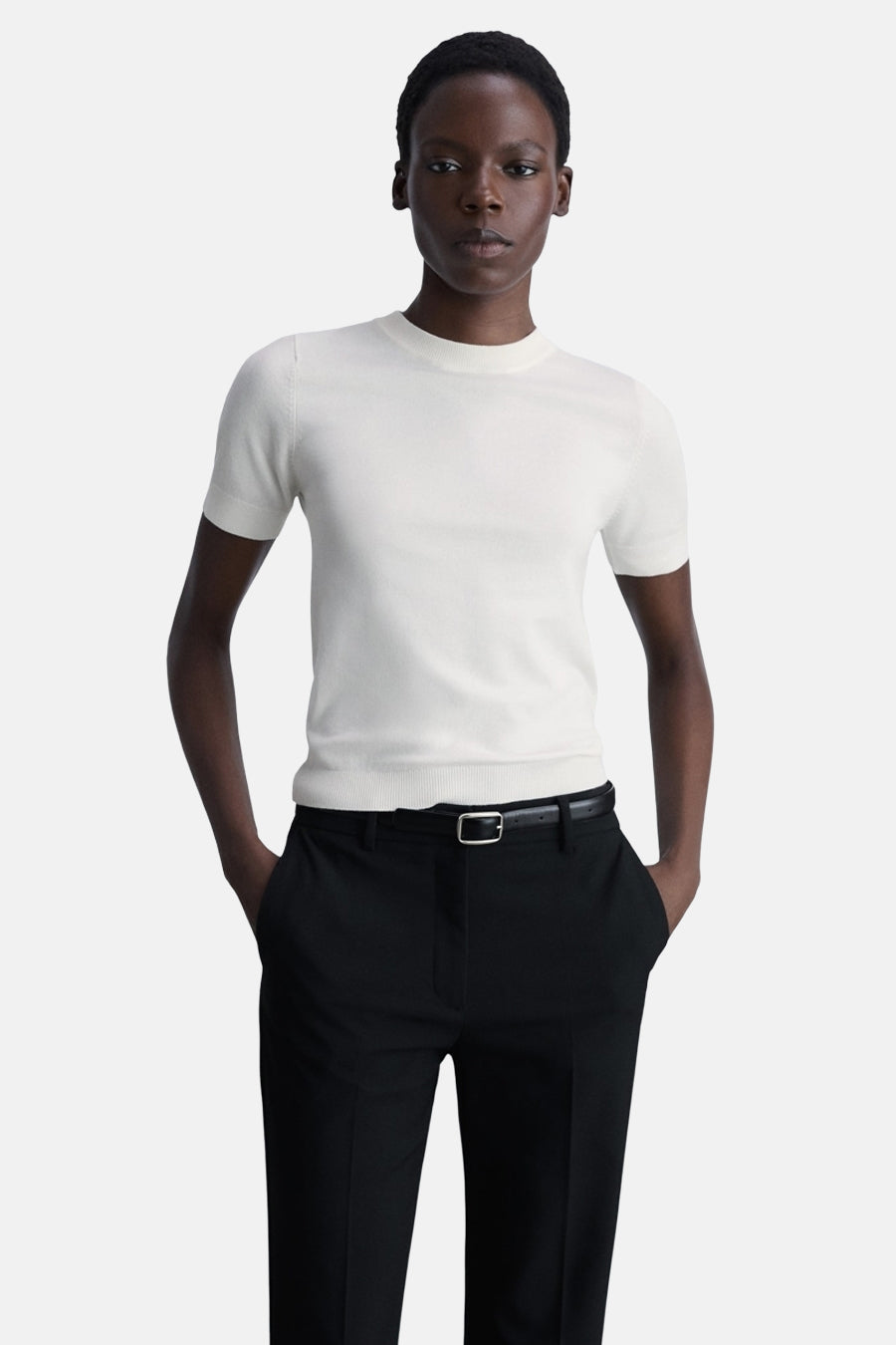 Pull met ronde hals - wit - MANGO