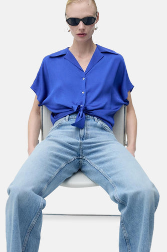 Hemd met korte mouwen - blauw - MANGO