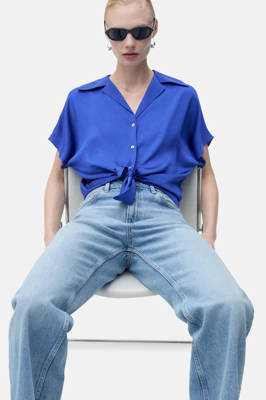 Hemd met korte mouwen - blauw - MANGO