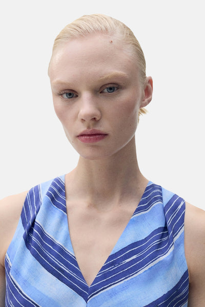 	Dames tops kleed zonder mouw Bleu - MANGO