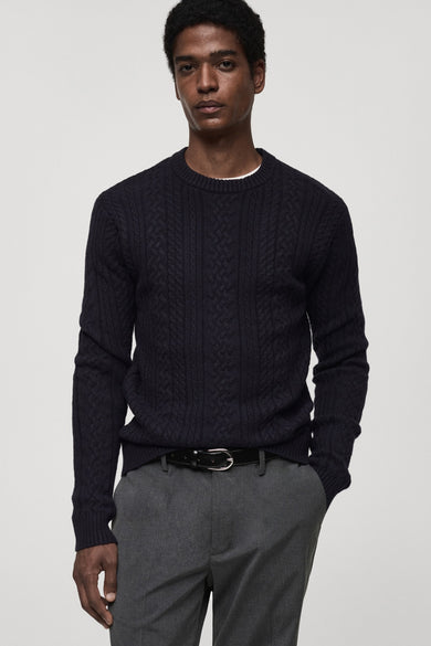 Pull met ronde hals - blauw