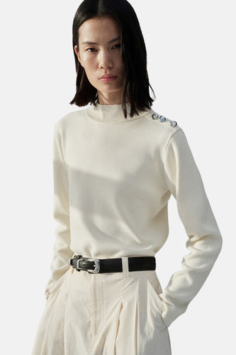 Pull met ronde hals - Ecru