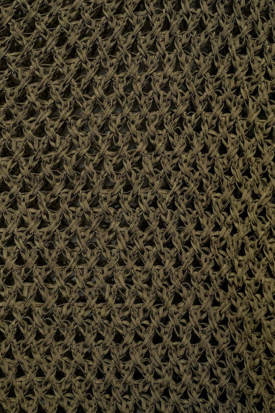 Olijfgroene gehaakte stof.