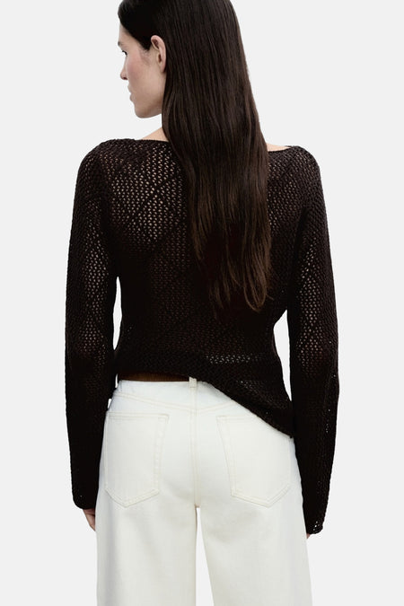 Pull met ronde hals - bruin