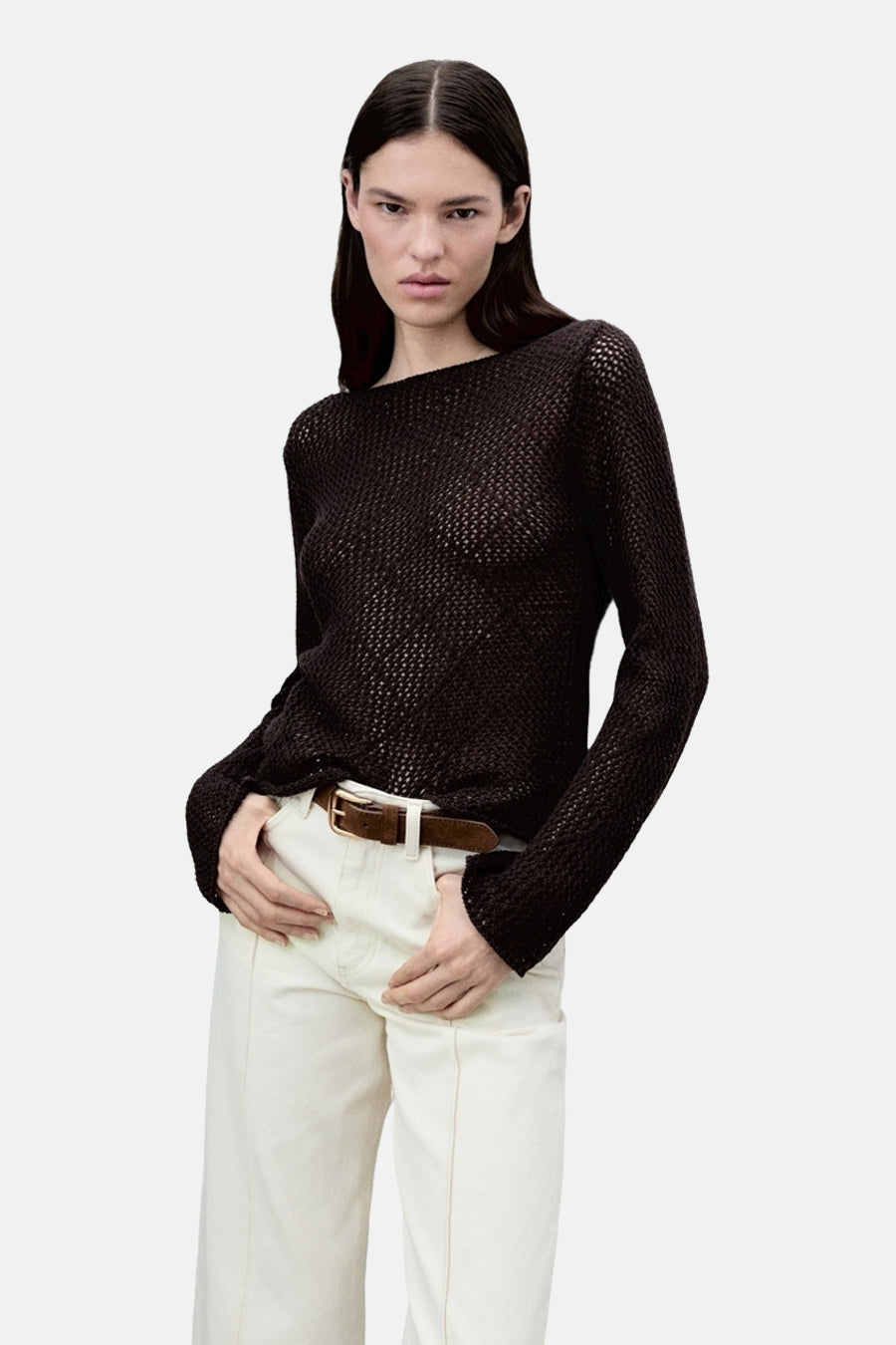 Pull met ronde hals - bruin - MANGO